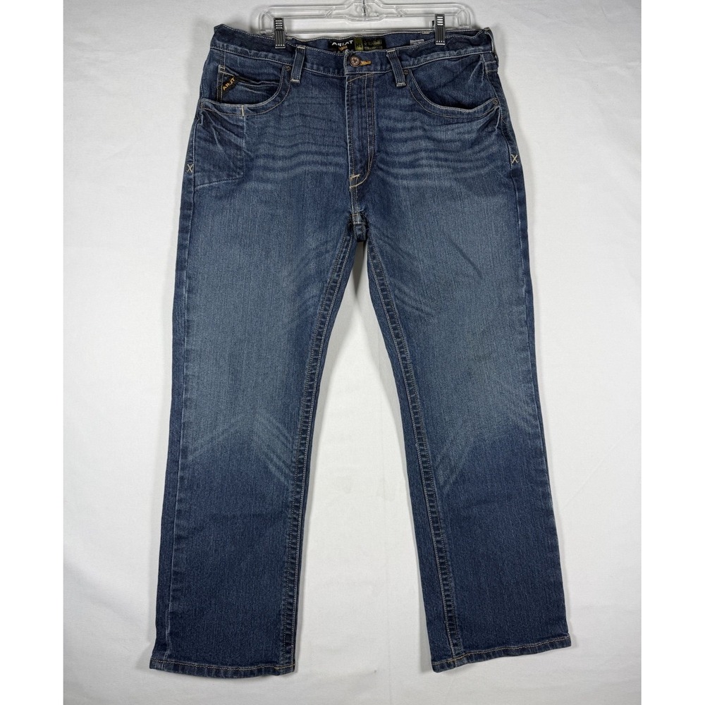 Ariat Rebar M5 Straight Leg Jeans Mens 36x30 Blue Denim Medium Wash Workwear